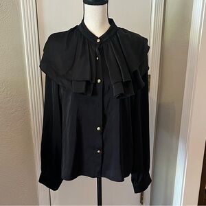 SHEIN Black Ruffled Blouse